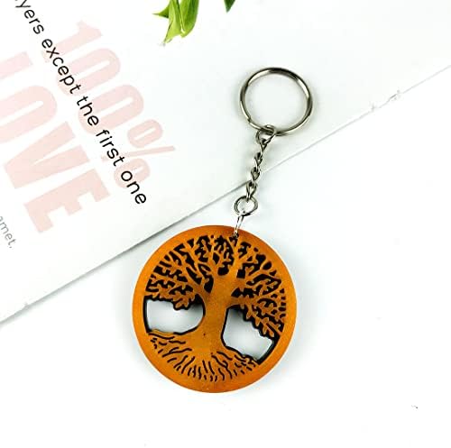 Keychain Resin Mold, Tree of Life Keychain Silicone Molds, Epoxy Resin Casting Molds Keychain Pendant Mould with Hole with 10 Pieces Key Rings for DIY Crafts Jewelry Making