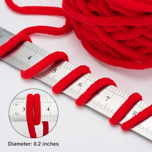 Red Chunky Chenille Yarn, #6 Super Bulky, 28 oz/576 Yards