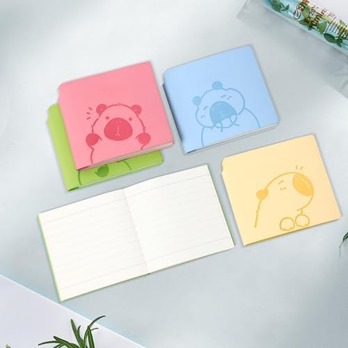 3 Pack Mini Capybara Lined Notebooks Cartoon Animal Pocket Square Journals