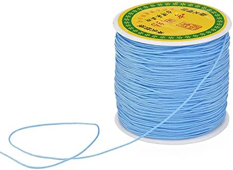100 Yards 0.8mm Braided Nylon Crafting Thread Chinese Knotting Beading String Macrame Cord Rope for Necklace Bracelet Jewelry Craft Making, LightSkyBlue