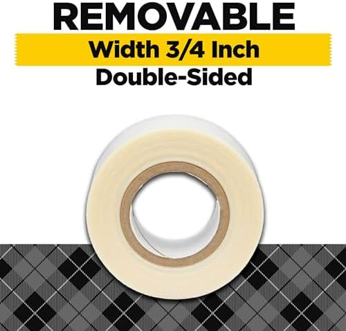 Scotch Removable Fabric Tape, 3/4 in x 180 in (15 ft), 4 Rolls – Double-Sided Hemming and Fabric Repair Tape for Clothes, Crafts, Costumes, and Décor, No-Sew, Reusable, Removable and Fabric-Safe