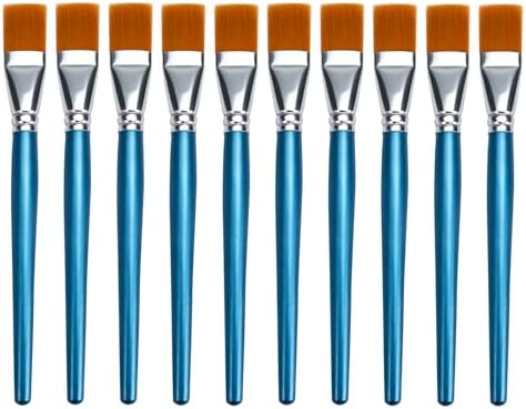 JEAWIWI 10 Pcs Flat Paint Brushes, 1 Inch, for Acrylic Painting, Blue