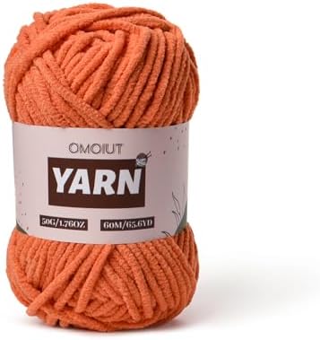 Plush Chenille Chunky Crochet Yarn - Baby Yarn for Crocheting Soft - Velvet Yarns Knitting for Blankets Crafts - Fluffy Amigurumi Yarns 50g / 65.6yd (Orange)