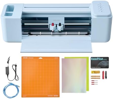 VEVOR Vinyl Cutting Machine, 12 in, Button-Controlled Vinyl Cutter, 20000+ Built-in Design Resources, Compatible with Mac, Windows, Android and iOS, for Creating Customized Crafts Cards, Home Decor