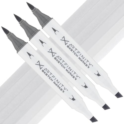 Artfinity Sketch Markers - Set of 3 - Neutral Gray 1 NG1, Vibrant, Professional, Dye-Based Alcohol Markers for Artists, Drawing, Travel, & More