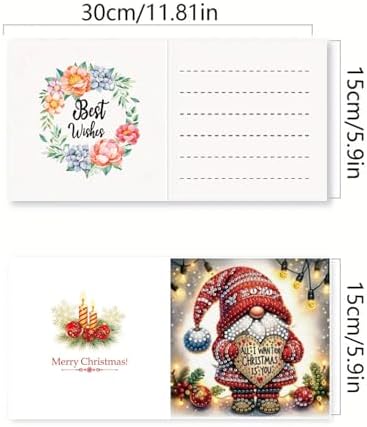 DDGYP 6 Pack Gnome Christmas Diamond Art Cards Kits with Envelopes