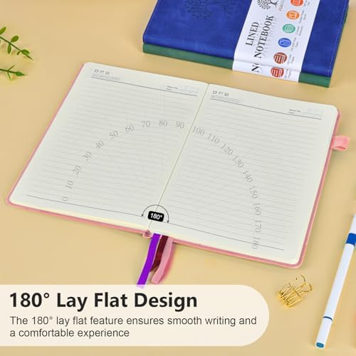 Lined Notebook 5.9"x8.5", Hardcover Leather Journal for Women Men,160 Pages | Medium Size 100 Gsm Writing Journal, Leather Journaling Notebooks for Work School Business Travel Note taking & Daily Diary