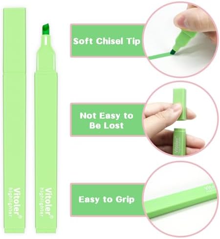 Vitoler Bible Highlighters,Aesthetic No Bleed Bible, Soft Chisel Tip,10Pcs | Assorted Color,Cute Pastel,high quality for bible study,books,journal,writing,school office
