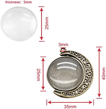 Moon Rotation Double Side Pendant Trays, Bronze, 30Pcs 10Sets
