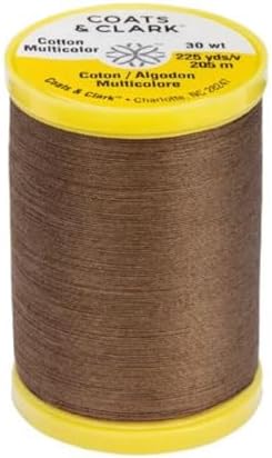 Coats & Clark Cotton All Purpose Sewing Thread 100% Mercerized Cotton 225 Yards Each Spool S970 2 Pack Bundle with 3 Bella's Crafts Needle Threaders (Summer Brown)