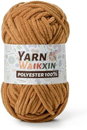 Light Tan Soft Chenille Yarn for Crocheting, Fluffy Chunky Crochet Yarn for Baby Blanket, (3.52oz/131yds) Fuzzy Velvet Yarn for Amigurumi&DIY Puzzle、Crafts、Scarf