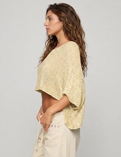MAKABO Women's Off Shoulder Mesh Knit Cover Up Summer Beach Asymmetrical Vacation Bolero