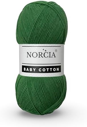Baby Cotton, 55% Cotton 45% Acrylic Yarn, Fine/Sport (2) for Crochet and Knitting, Soft Amigurumi Yarn, 100 gr (361 yds)