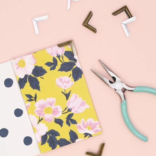 Craftelier - Set of 4 Mini Metal Corners with Round Tip for Scrapbooking and Craft Projects Such as Albums, Notebooks, Layouts or Planners | Size 16,8 x 3,6 x 3 mm - Black Color