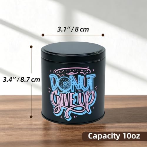 12 Pack Inspirational Black Candle Tins with Lids, 10 oz Empty Metal Tin Jars for Candle Making, Decorative Containers for DIY Crafts, Gifts & Small Business