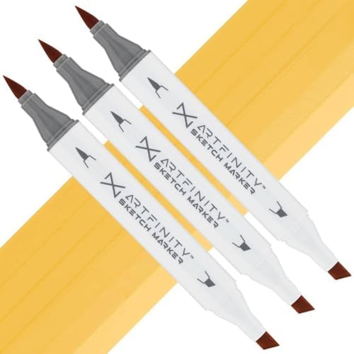 Artfinity Sketch Markers - Set of 3 - Spanish Orange Y4-3, Vibrant, Professional, Dye-Based Alcohol Markers for Artists, Drawing, Travel, & More