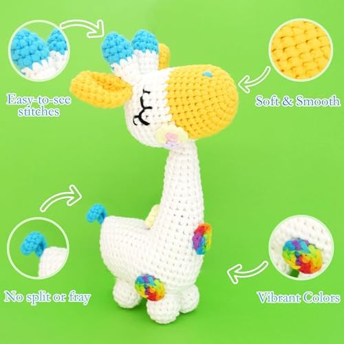 6 Pack Beginners Crochet Yarn Cotton for Beginners Crocheting and Knitting Cotton Nylon Blend Easy Yarn for Beginner Crochet Kit-Bright Series