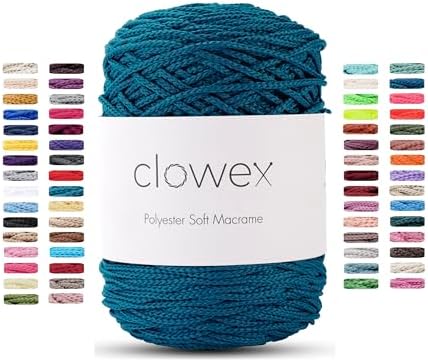 Polyester Soft Macrame Cord 2.5-3mm, 191 Yards x 1/9 inc Turkish Polyester Rope, Braided Macrame Yarn for DIY Crafts, Plant Hanger, Wall Hanging, Macrame Bag