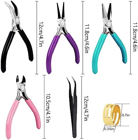 URSKYTOUS 4Pcs Jewelry Pliers Set Jewelry Making Pliers Tools Kit Include Jewelry Making Needle Nose Chain Nose Round Bent Pliers Wire Cutter for Bracelet Beading DIY Craft Jewelry Making Supplies