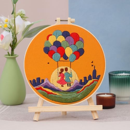 FEIYUENO 3 Sets Embroidery Starter Kits for Beginners Adults (Ballon)