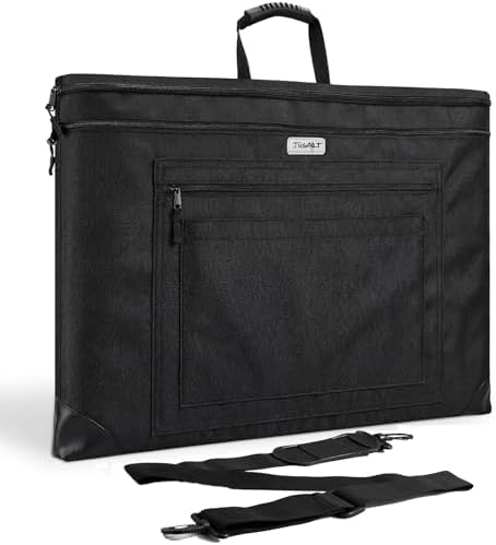 JusArt Art Portfolio Bag, 20x26 Light Weight Portfolio Folder Case with Adjustable Shoulder Strap, Leather Corners, Waterproof Art Bag for Artists and Students for Artwork, Poster, Sketching, Drawing