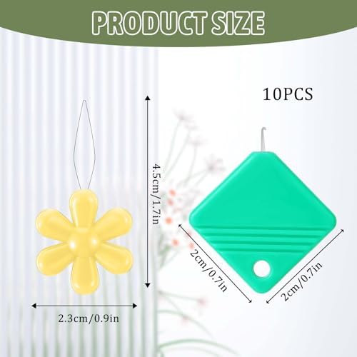 10 Pcs Threading Tool, Flower Head Sewing Machine Needle Threaders Kit Squre Plastic Needles Threader for Hand Sewing, Embroidery Supplies for Cross Stitch Craft, Embroidery Floss, Repair Clothing