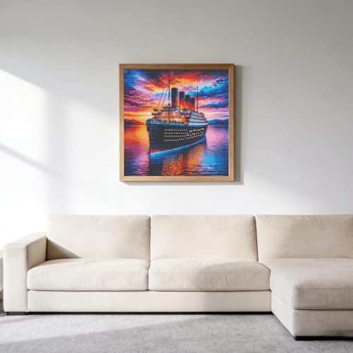 Sunset Steamship 5D DIY Diamond Painting Kits for Adults