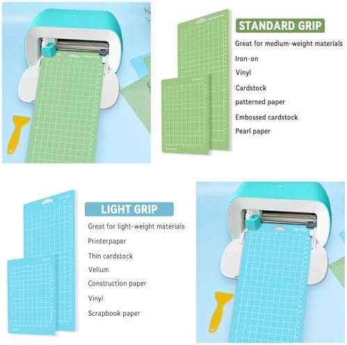 IModeur 8 Pack Cutting Mats - (4.5x6.5In, 4.5x12In) Green & Blue Cutting Mats for Cutting machine Accessories (4 Small & 4 Big Mats)