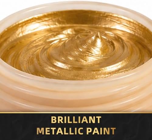 Falling in Art Gold Metallic Acrylic Paint, 8 fl oz Heavy Body Gold Leaf Paint, Non-Toxic Art Paints for Metal, Furniture, Canvas, and DIY Crafts
