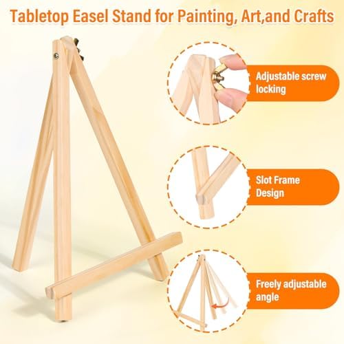 Canvas Painting Party Kit for Adults, 24 Pack 8 x 10 Inch Canvas Boards and Wooden Easels Stands for Group Painting Sip and Paint Night