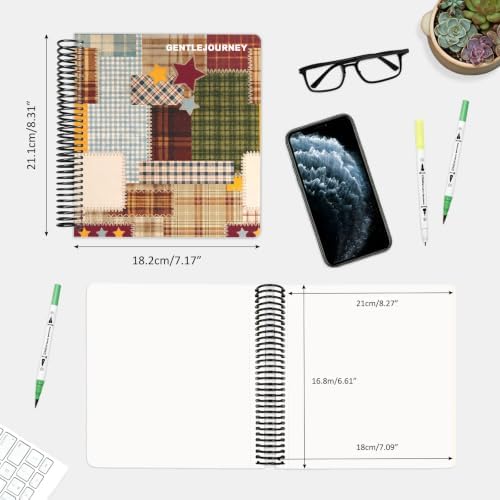 Hardcover Sketchbook,7.2"x8.3"Spiral Bound Drawing Pad,Plaid Patchwork