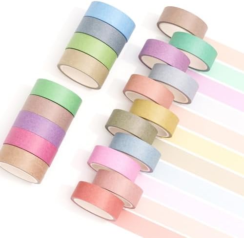 YUBBAEX 20 Rolls Solid Colors Washi Tape Set Pastel Colored Masking Rainbow Decorative Tapes, Designer's Selection (Macaron)