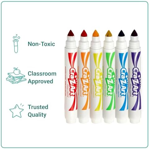 Cra-Z-Art Bulk Washable Markers - 6 Packs of 10 Count Washable Broadline Markers