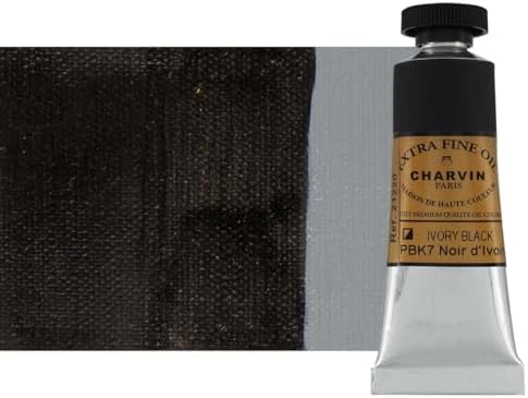 Charvin Extra Fine Oil Paint, Ivory Black 20 ml - Triple-Milled, Rich Texture, Poppy Oil-Based, Light-Fast, Handmade, Archival Quality