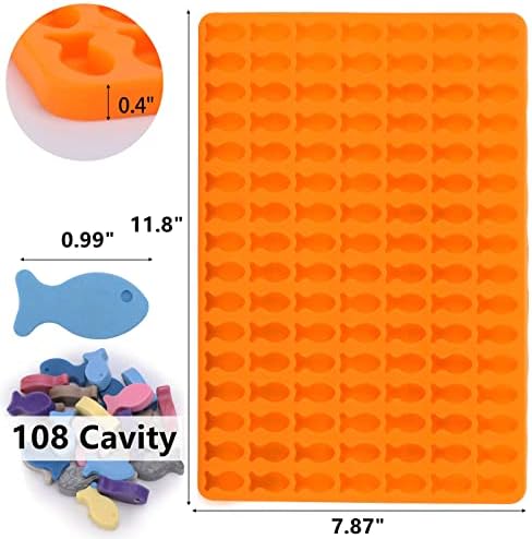 112 Cavity Silicone Molds Mini Fish Shaped Dog Treats Mold Non-stick Chocolate Molds for Baking and Freezing Candy, Biscuits, Ice Cubes