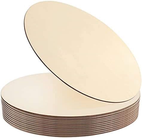 12Pcs 12 Inch Wood Circles for Crafts, Unfinished Blank Wooden Rounds Slice Wooden Cutouts for DIY Crafts, Door Hanger, Sign, Wood Buring, Painting, Christmas Décor