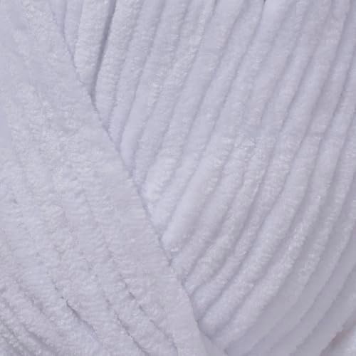 Velvet Lux Chenille Super Soft Chunky Yarn for Knitting and Crochet 2X 100g / 3.52oz (White, 2 Pack)