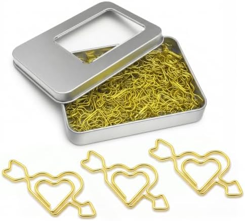 Gold Heart Arrow Paper Clips 100 Pcs, Wedding Invitation Clips
