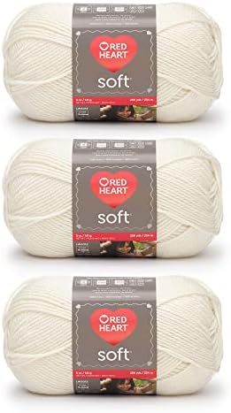 Red Heart Soft Yarn for Crocheting and Knitting, Off White, 3-Pack