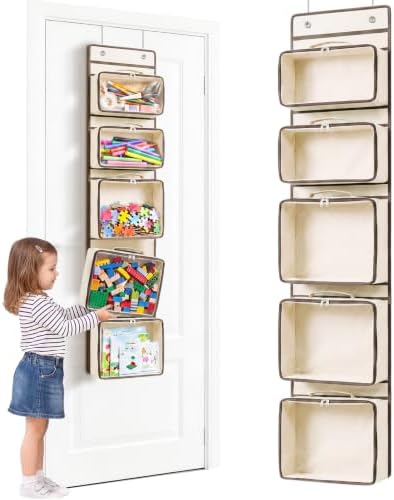 Over the Door Organizer, Hanging Craft and Art Supply Storage, Beige