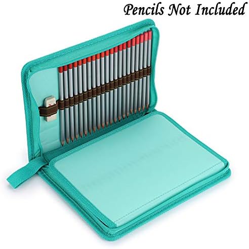 BTSKY Portable Canvas Zippered Colored Pencil Case Large Capacity 72 Slot