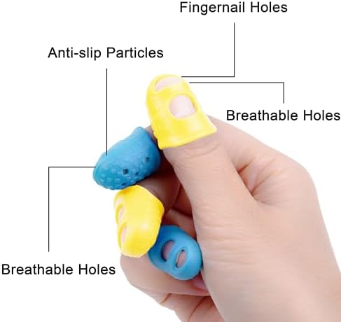 Wisdompro 16 Pcs Finger Tips, 4 Sizes Thimble Fingertip Grips -Aqua, Yellow