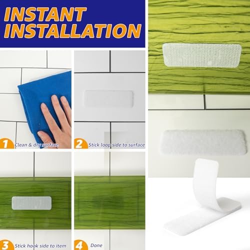 48 Sets 1 x 4 inch Adhesive Hook and Loop Fastener Strips, Heavy Duty, Strong Back Adhesive, Double-Sided Hook and Loop for School, Classroom, Office, and Home Use, White