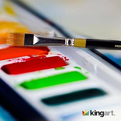 KINGART Premium Original Gold 9120-3/4 RAKE Series Artist Brush, Golden Taklon Synthetic Hair, Short Handle, for Acrylic, Watercolor, Oil and Gouache Painting, Size 3/4"