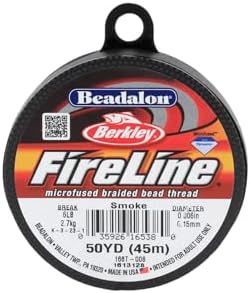 Beadalon FireLine Microfused Braided Beading Cord Thread, Smoke - 6LB/50 YD