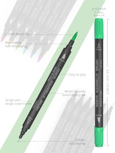 KEMYR Markers for Adult Coloring Books No Bleeding,120 Colors by Number