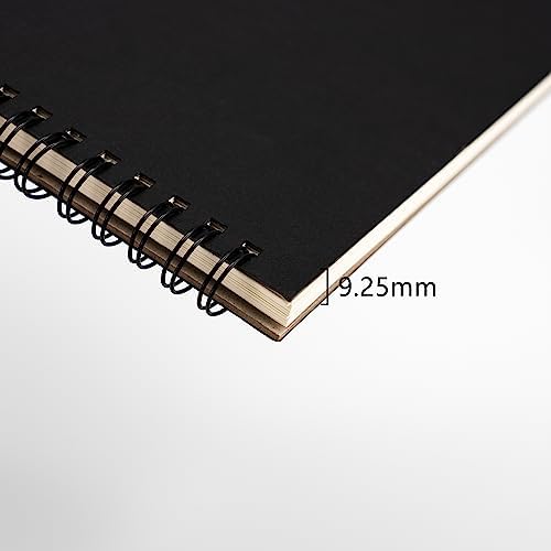 DSTELIN 10 inch x 7.5 inch, 100GSM, Blank Spiral Notebook, 1-Pack, Soft Cover, Sketch book, 100 Pages / 50 Sheets, with writing backboard, (Black)
