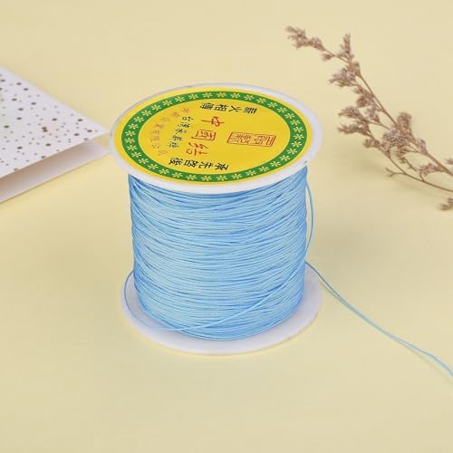 150 Yards 0.5mm Braided Nylon Thread Chinese Knotting Cord Bracelet Beading String Macrame Cord Rope for Necklace Bracelet Jewelry Craft Making, Light Sky Blue