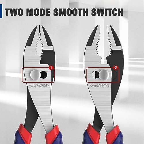 WORKPRO 6” Slip Joint Pliers Tool, Large Soft Grip,Rust Prevention Finish, 3-Zone Serrated Jaw Forged from High Carbon Steel for Maximum Grip (Pack of 2)