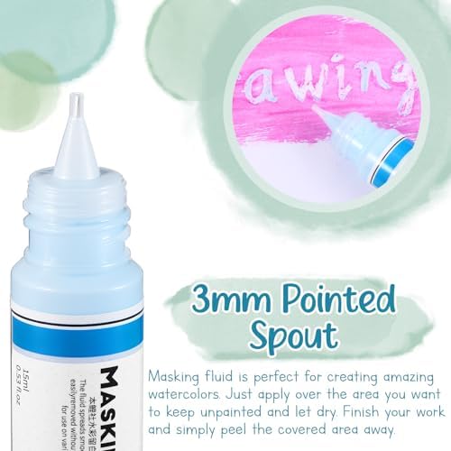 Feifeiya 2 Pcs Masking Fluid for Watercolor Painting, 15ml Capacity, Blue